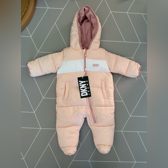 Dkny Other - DKNY Baby Pink Hooded Snowsuit 3-6 months